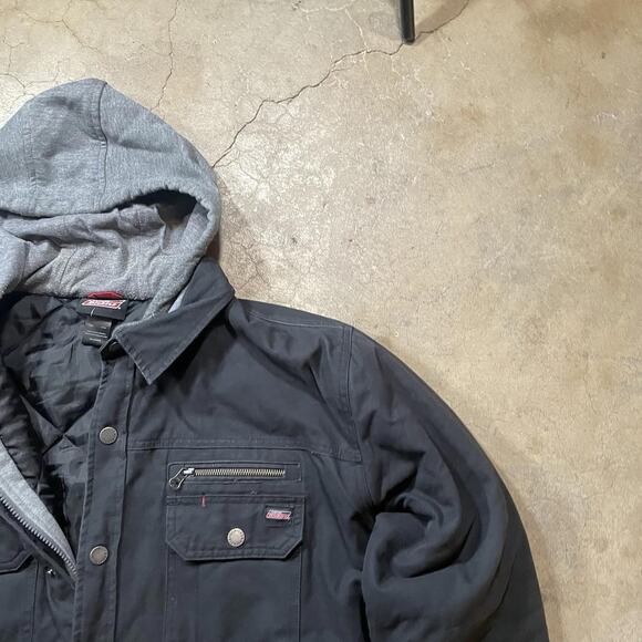 Dickies Black Workwear Canvas Button Zip Up Jacket Men's 2XL - Picture 2 of 7